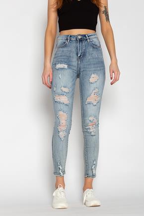 Almost Famous Mid-Wash Destructed High-Rise Skinny Jean