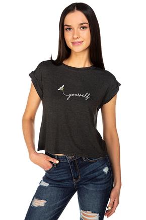 Bee "Yourself" Graphic Cropped Tee