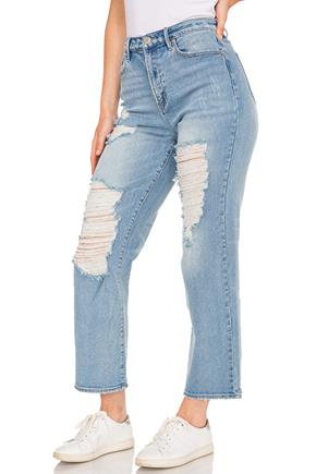Almost Famous Distressed Light Wash Dad Straight Leg Jean