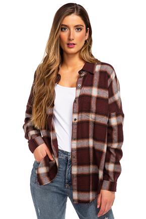 Paige Plaid Flannel Shirt with Raw Edges