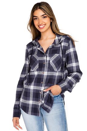 Willow Plaid Flannel Shirt with Hood