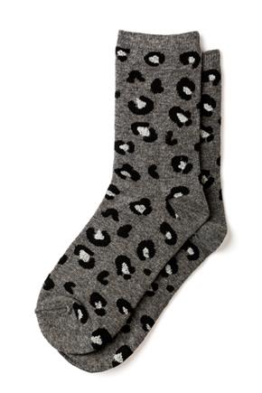 Charcoal Leopard Print Socks