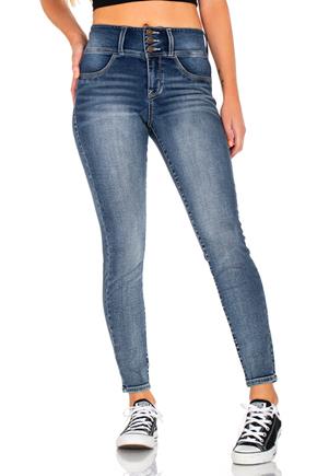 WallFlower Dulce Wash High-Rise Skinny Jegging with Triple Button