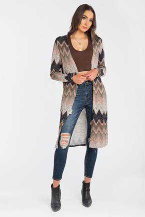 Chevron Duster Cardigan with Side Slits