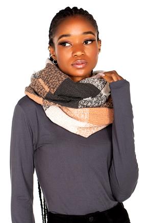 Brushed Plaid Infinity Scarf