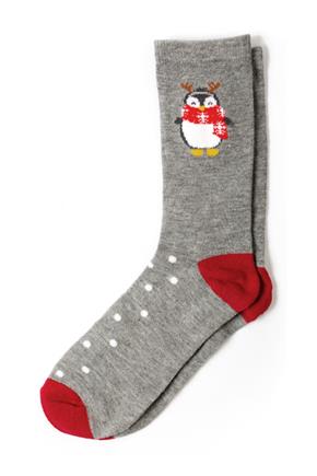 Fuzzy Penguin Socks with Polka Dots