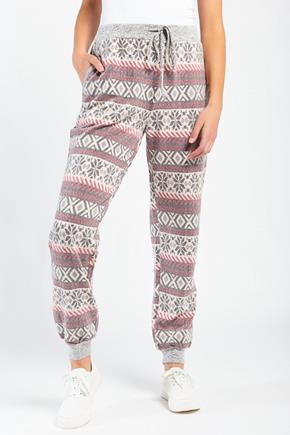 Holiday Print Plush Jogger with Supersoft Trim