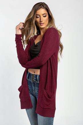 Supersoft Long Sleeve Open Cardigan with Flatlock Stitching