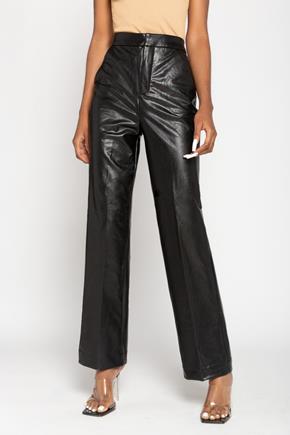 Faux Leather High Rise Straight Leg Pant