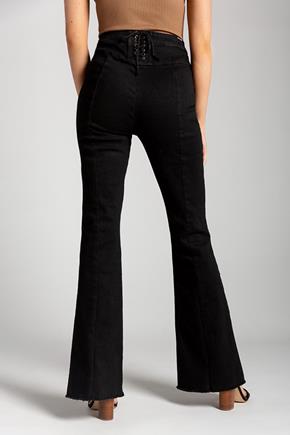 Almost Famous Black Flare Jean with Lace-Up Back