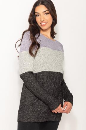 Supersoft Colour-Blocked Crewneck with Banded Bottom