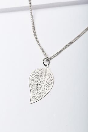Necklace with Delicate Filigree Leaf Pendant