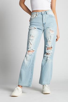Almost Famous Distressed Light Wash 90's Fit Wide Leg Jean