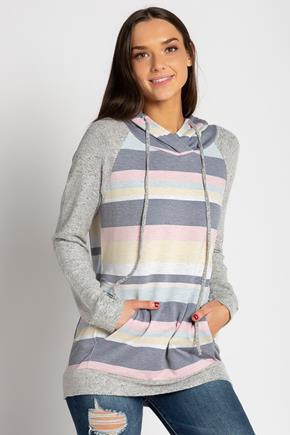 Stripe French Terry Hoodie with Supersoft Sleeves and Trim