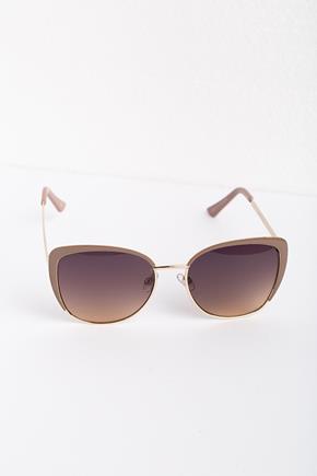 Plastic Trimmed Metal Cat Eye Sunglasses