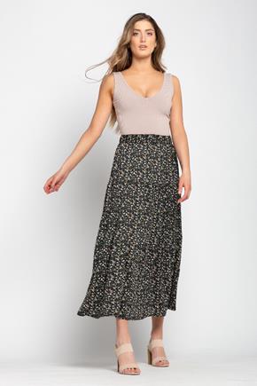 Ditsy Print Tiered Maxi Skirt