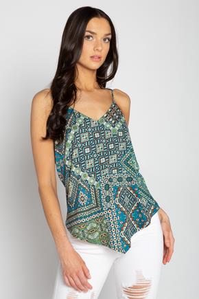 Camisole patchwork à ourlet triangulaire