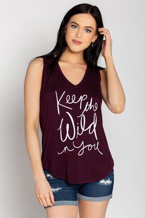 "Keep the Wild in You" Graphic V-Neck Tank