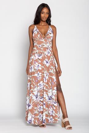 Floral Spaghetti Strap Maxi Dress with Side Slits and Shorts