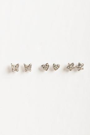 Butterfly, Heart and Flower Stud Set