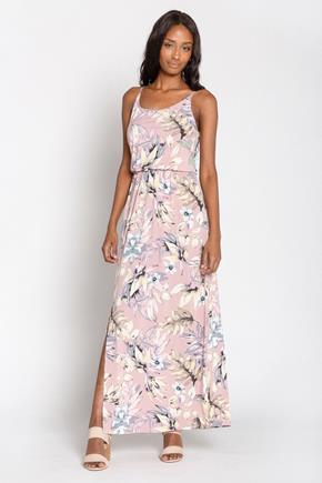 Tropical Floral Spaghetti Strap Maxi Dress with Side Slit