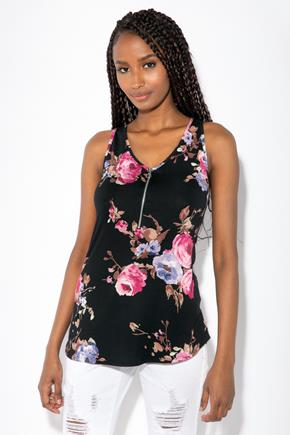 Floral Tank with Front Zipper