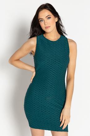 Honeycomb Bodycon Dress with Back Cut-Out