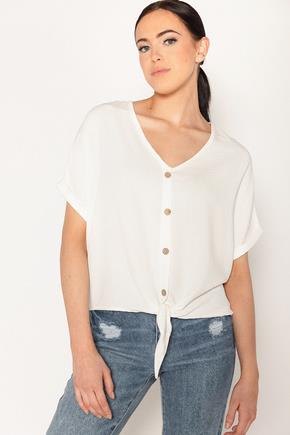 Airflow Tie-Front Blouse with Buttons