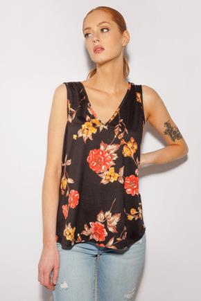 Floral Sleeveless Top with Back Detail
