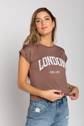 T-shirt écourté à imprimé "London"