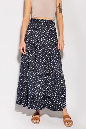 Navy Ditsy Floral Tiered Maxi Skirt