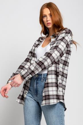 Juleah Plaid Flannel Shirt with Pocket