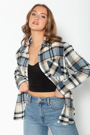 Chemise à carreaux Caitlyn en flanelle avec poche