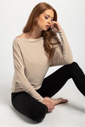 Hacci Off-The-Shoulder Long Sleeve Dolman Sweater