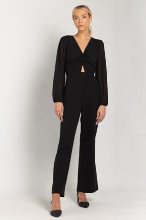 Balloon Sleeve Jumpsuit with Knotted Bust