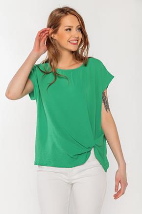 Airflow Short Sleeve Blouse with Knotted Hem