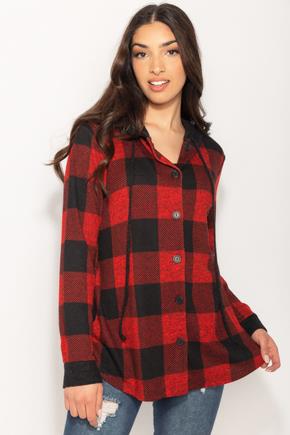 Buffalo Plaid Supersoft Hooded Button-Front Shirt