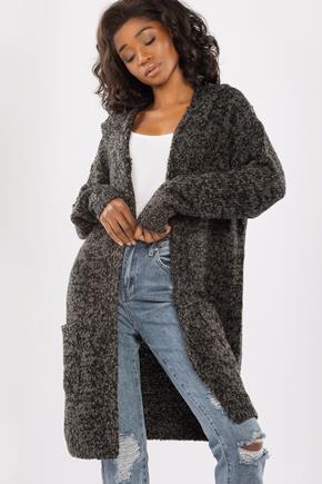 Boucle Hooded Open Cardigan