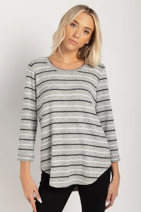 Stripe Supersoft Sweater with 3/4 Sleeves