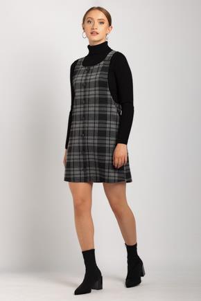 Adele Plaid Jacquard Jumper with Buttons