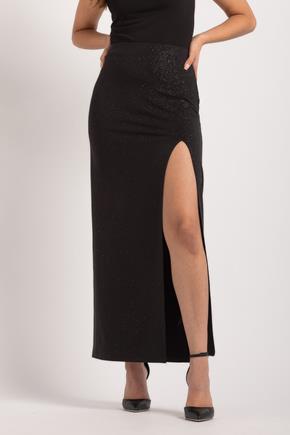 Glitter Maxi Skirt with Side Slit