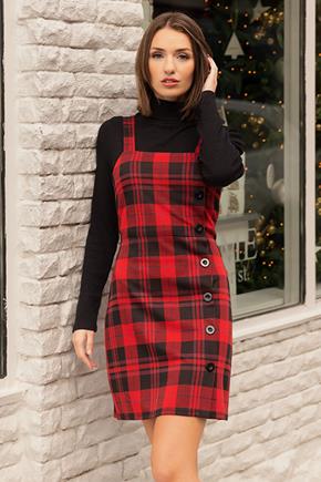 Haddie Plaid Bodycon Jumper with Asymmetrical Buttons