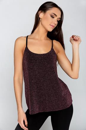 Glitter Knit Top with Multi Criss Cross Back