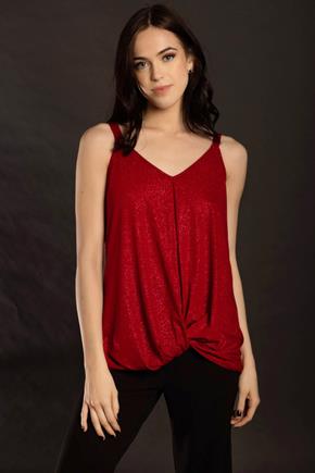 Glitter Wide Strap Tank with Knotted Front