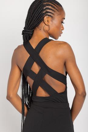 Sleeveless Bodysuit with Crossover Back Detail