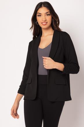 Scuba Crepe 3/4 Sleeve Fitted Blazer