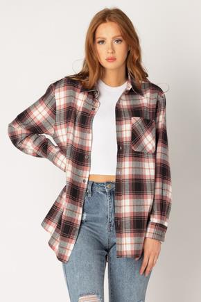 Delilah Plaid Flannel Shirt with Pocket