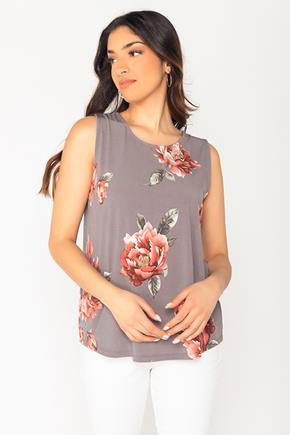 Floral Sleeveless Top with Criss Cross Back