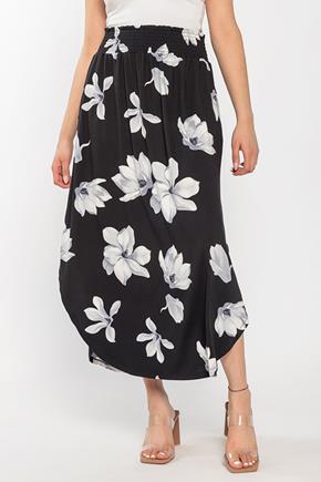 Floral Maxi Skirt with Smocked Waistband