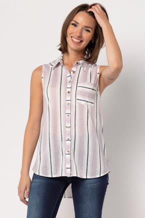 Stripe Knit Sleeveless Shirt